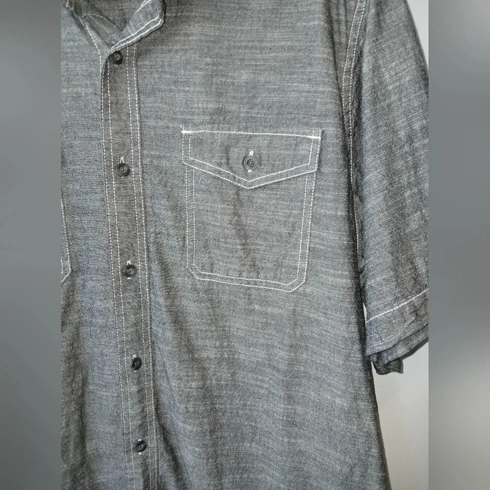Vintage Woolrich gray button down short sleeve shirt pockets men's XL - Picture 3 of 7